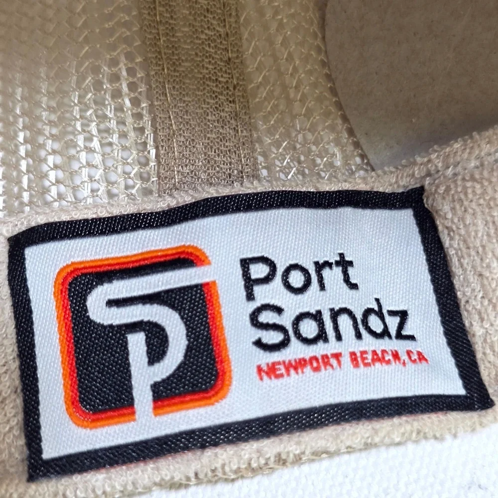 Port Sandz Trucker Hat Tan Hike Patch Mesh Snapback Retro Outdoor Cap Camping